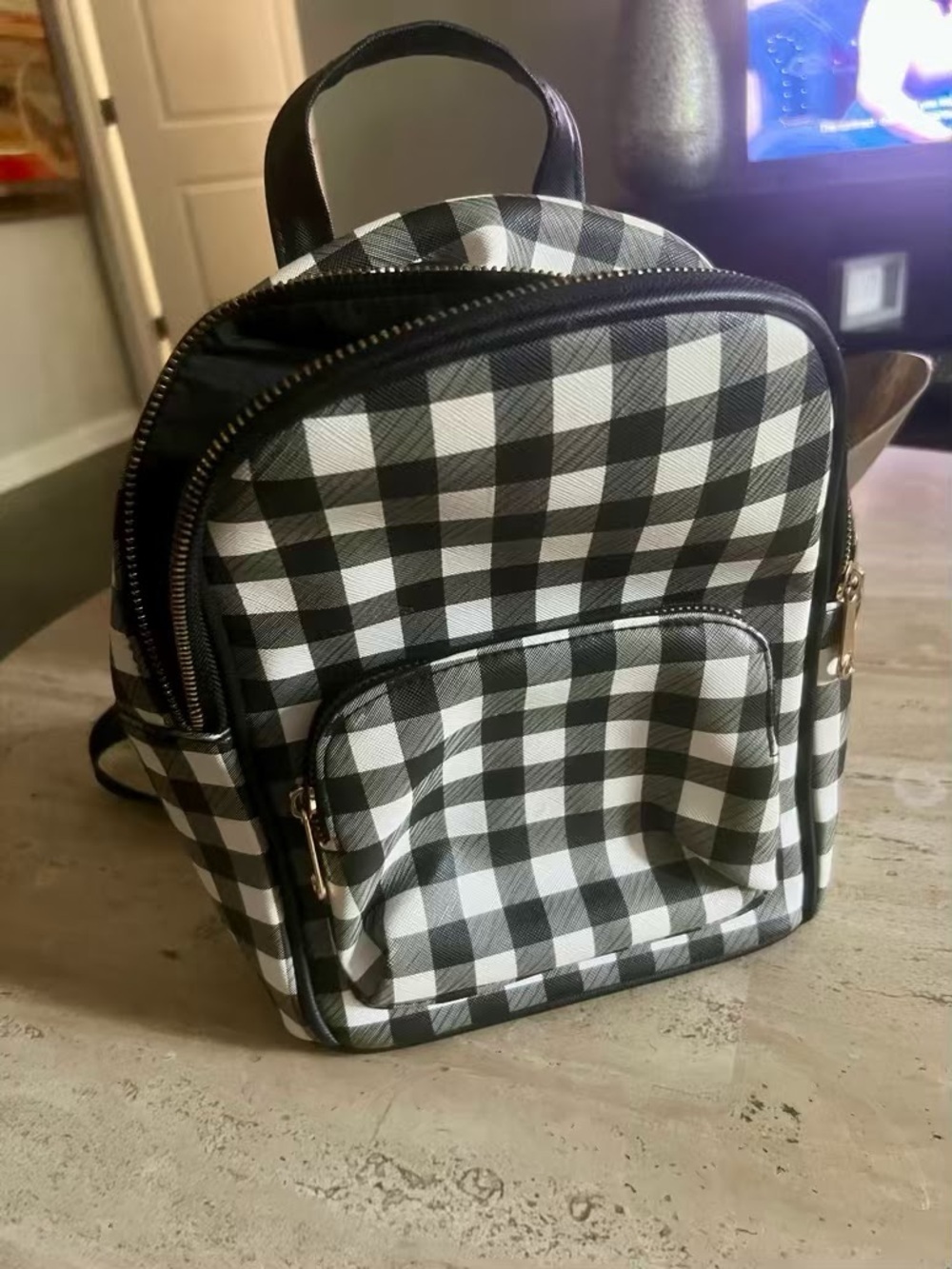 Black & White Check Mini Backpack